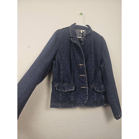 St John's Bay Blue Denim Jacket XL 5-Button Pocket Flaps Collarless - Picture 3 of 8